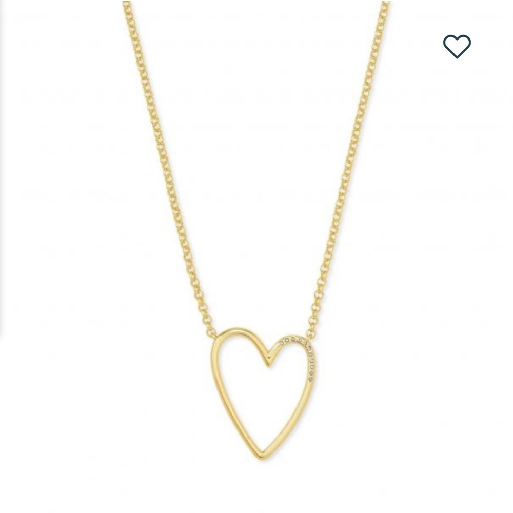 Kendra Scott Ansley Gold Heart Necklace with CZ accents